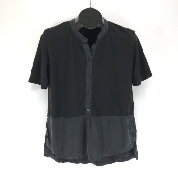 Lacoste Silk Blend Short Sleeve Blouse Women's EU 40 / Medium Black Career - Picture 1 of 11